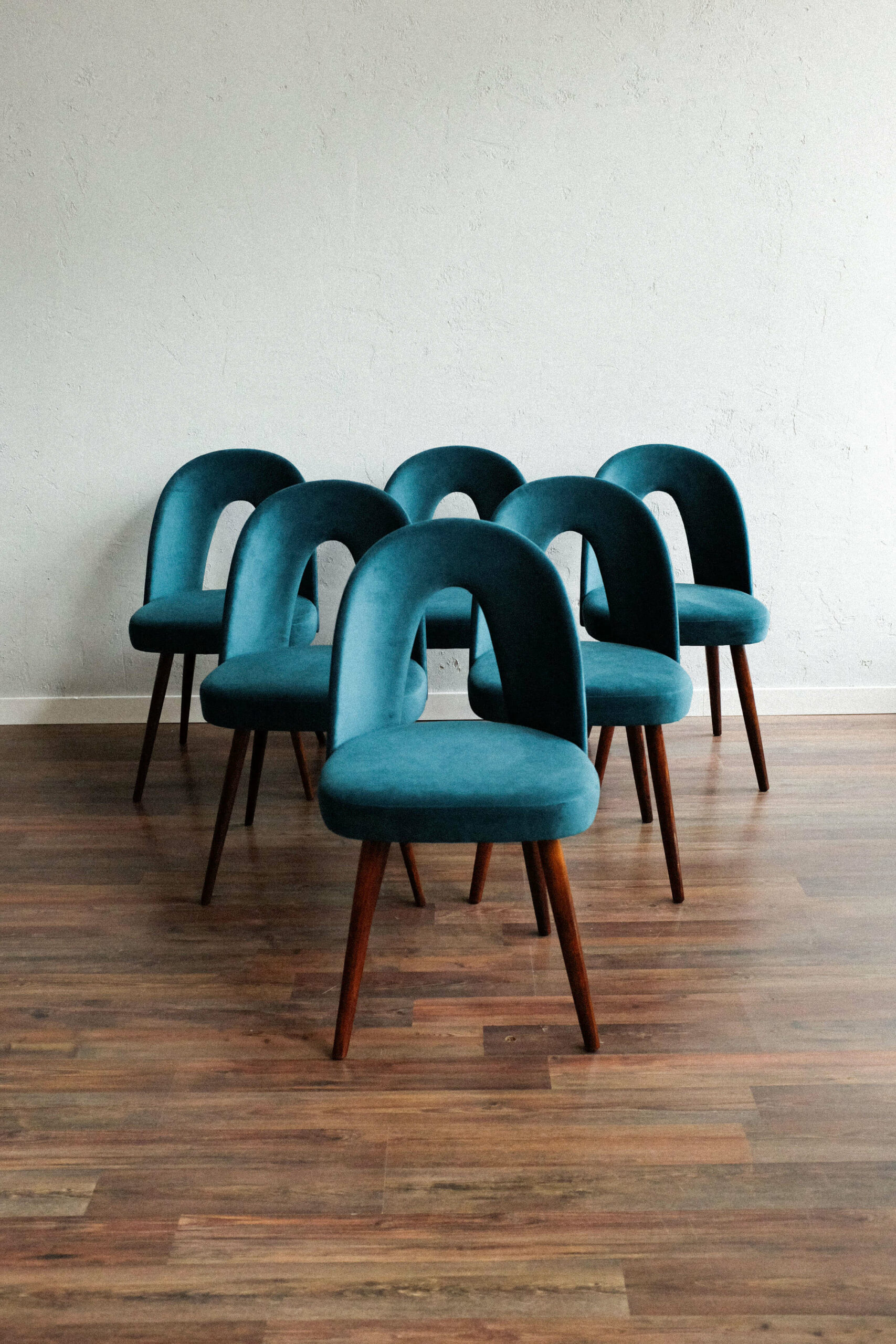 Dining Chairs by Antonín Šuman in Blue Velvet