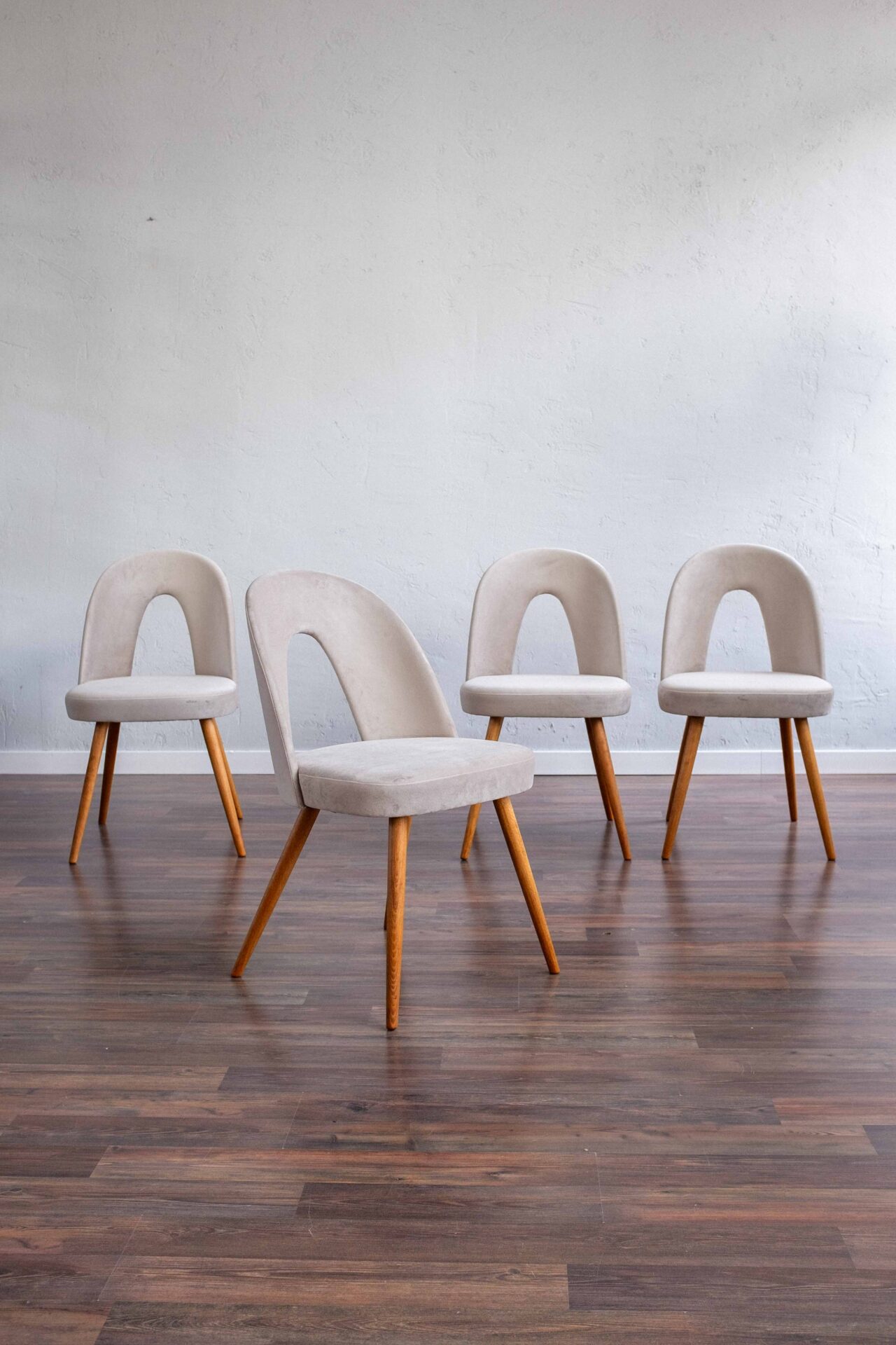 Dining Chairs by Antonín Šuman in Beige Velvet